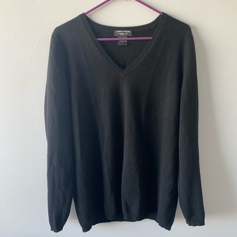 Lord and Taylor 100% Cashmere Black Sweater Size 1X